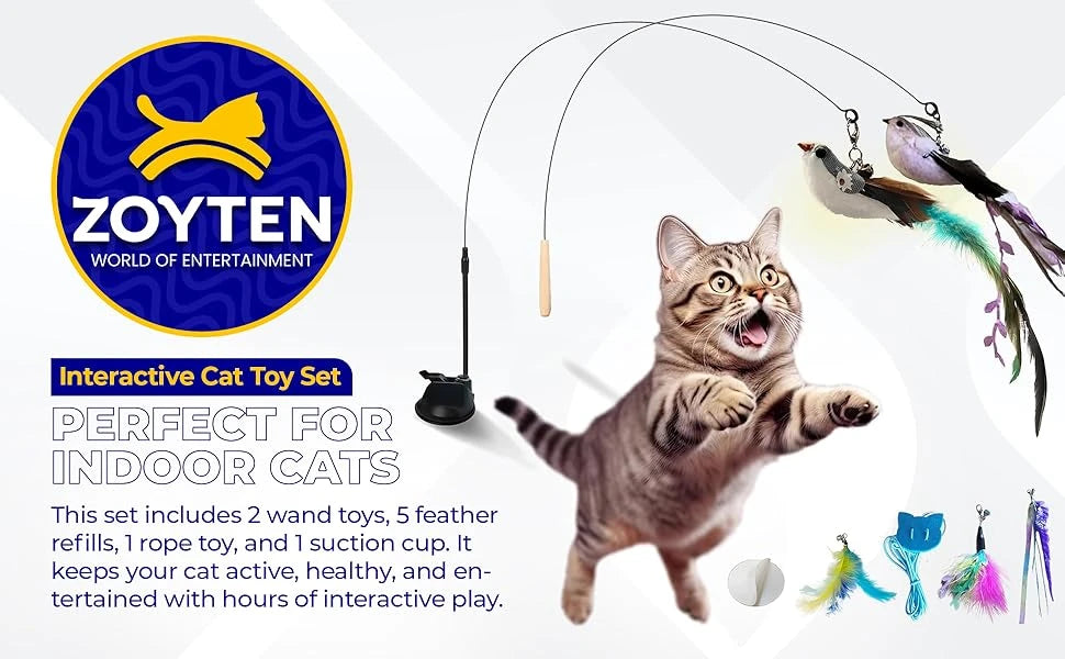 Interactive Cat Toy Wand Set